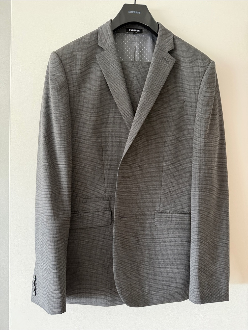 Express Men's Gray Slim Fit Wool Blend Stretch Suit 2-Piece Set 42R / 34x30 - Picture 7 of 16